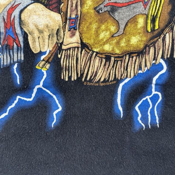 Vintage American Thunder Shirt‎ Large Native American Wolf AOP Short Sleeve - Picture 7 of 16